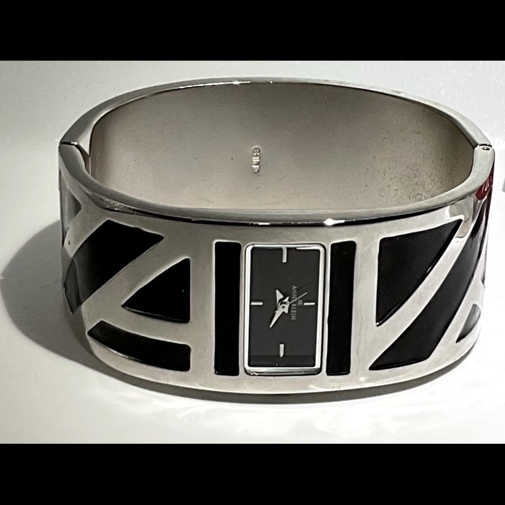 Anne Klein Black and silver bangle watch